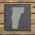 Vermont square slate coaster with the full state shape engraved