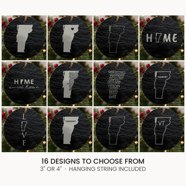 Vermont slate Christmas ornament, laser engraved natural stone
