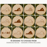 Virginia wood Christmas ornament, laser engraved natural wood