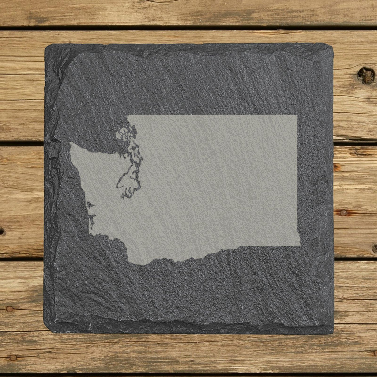 Washington square slate coaster with the full state shape engraved