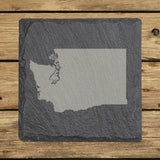 Washington square slate coaster with the full state shape engraved