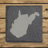 West Virginia square slate coaster with the full state shape engraved