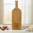 Bamboo wine bottle shaped cutting board laser engraved with "Crazy Cat Lady"