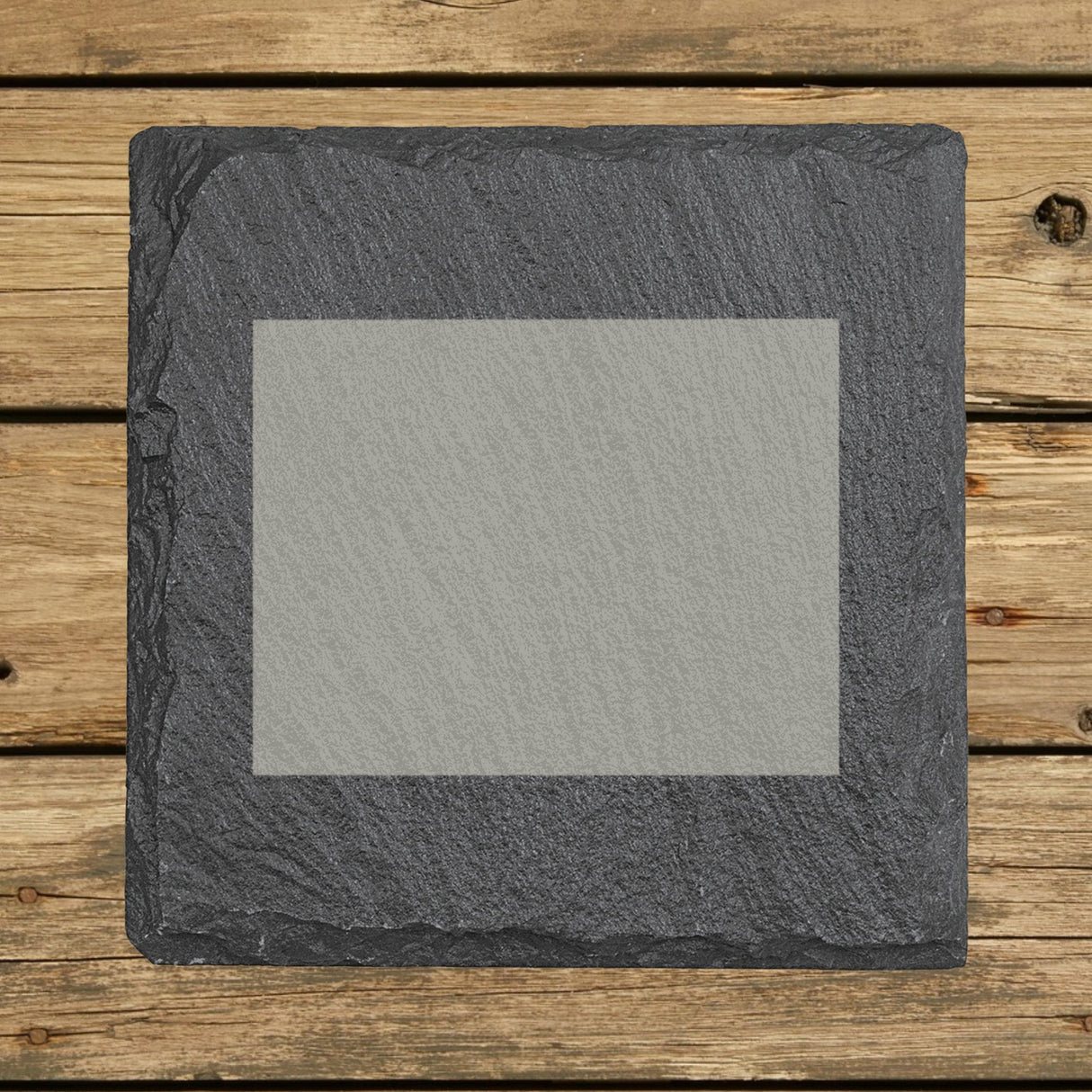 Wyoming square slate coaster with the full state shape engraved