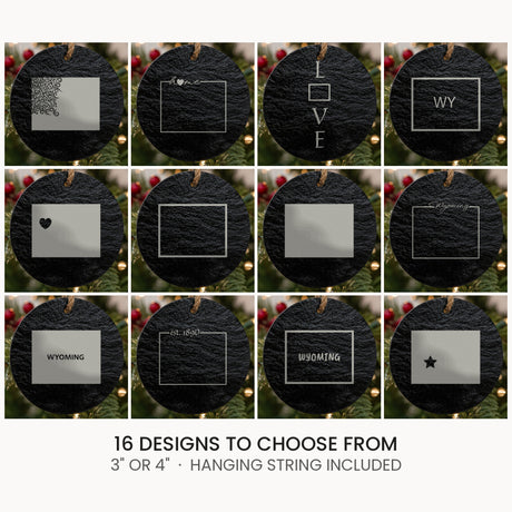 Wyoming slate Christmas ornament, laser engraved natural stone